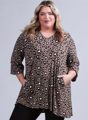 Magna Loose Pocket TunikaLeopard Taupe