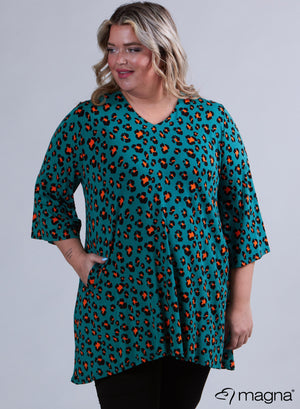 Magna Loose Pocket Tunika Leopard Mint