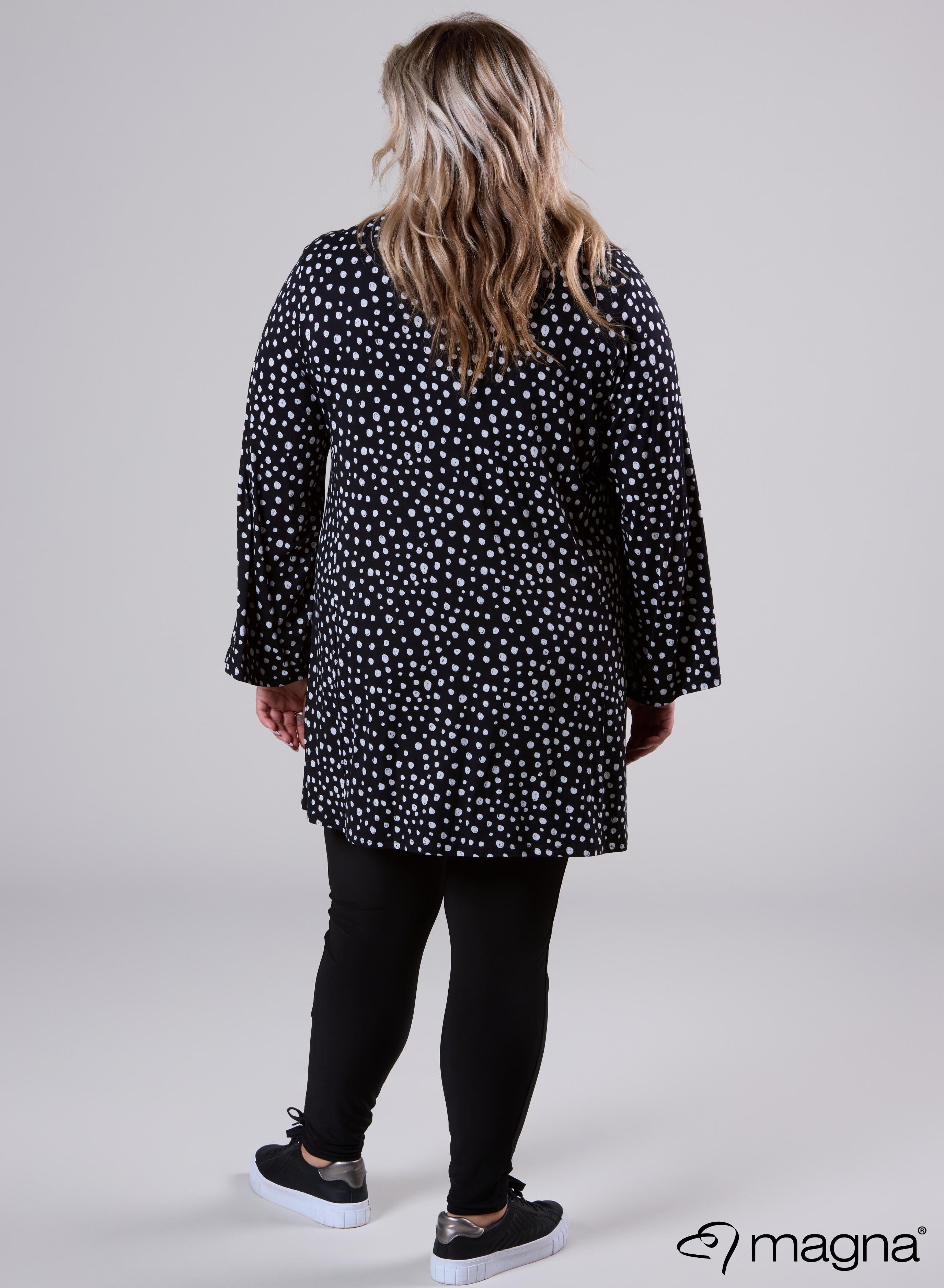 Magna Wide Tunic Leather Combination Painted Polka Black