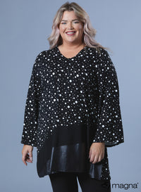 Magna Wide Tunic Leather Combination Starlight Black & White