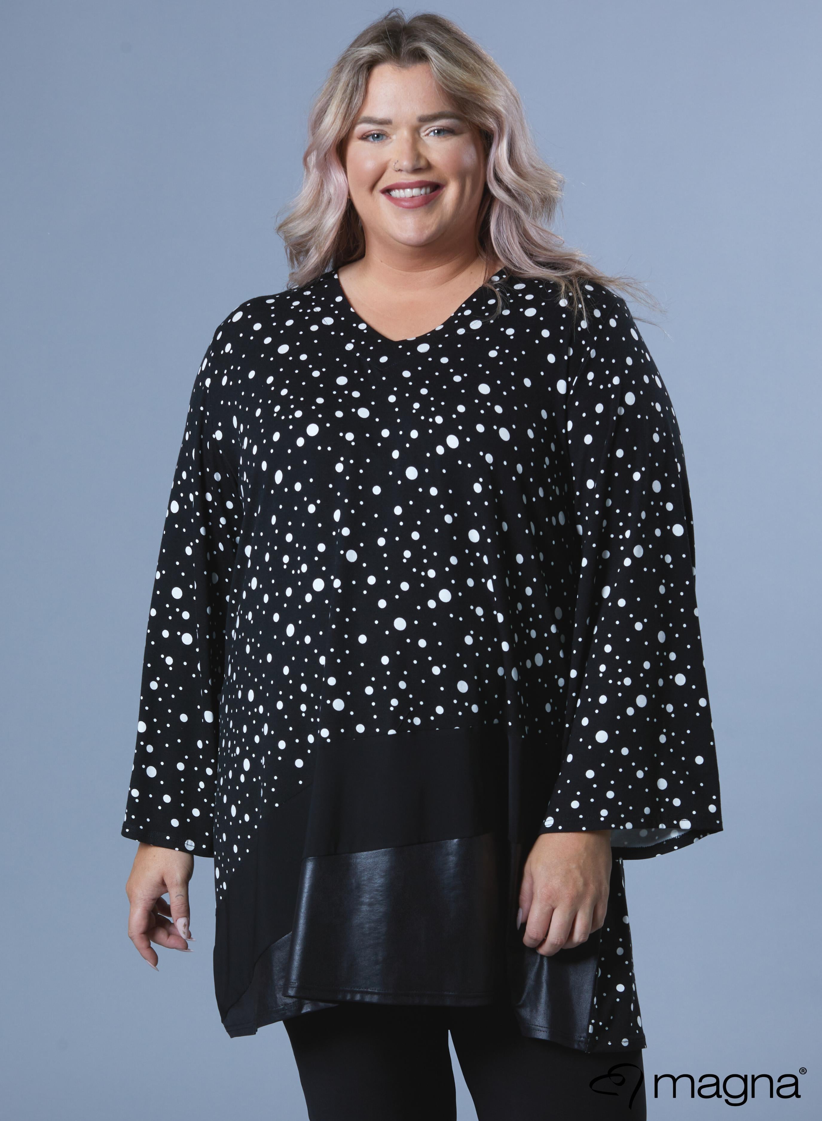 Magna Wide Tunic Leather Combination Starlight Black &amp; White