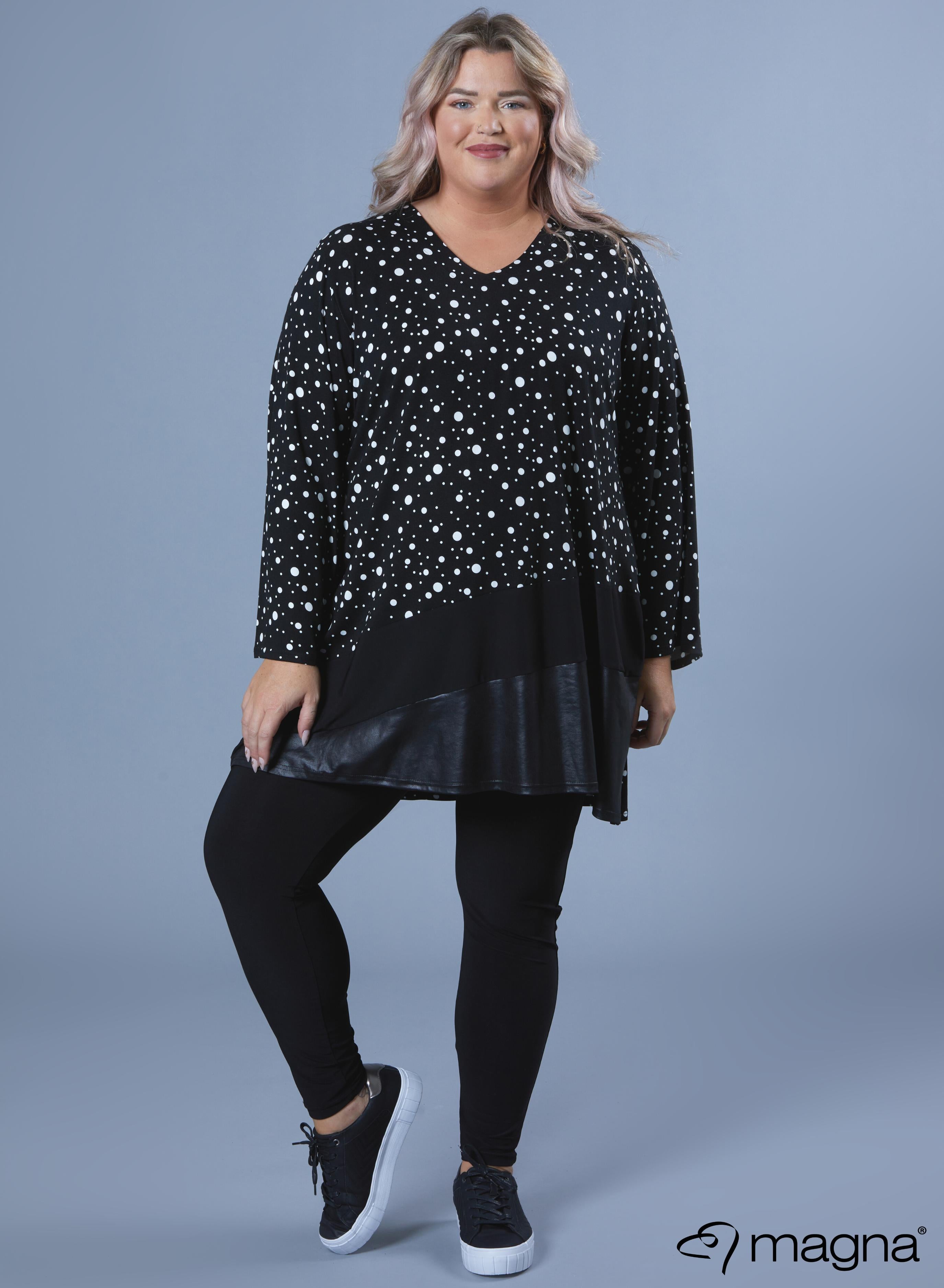 Magna Wide Tunic Leather Combination Starlight Black &amp; White