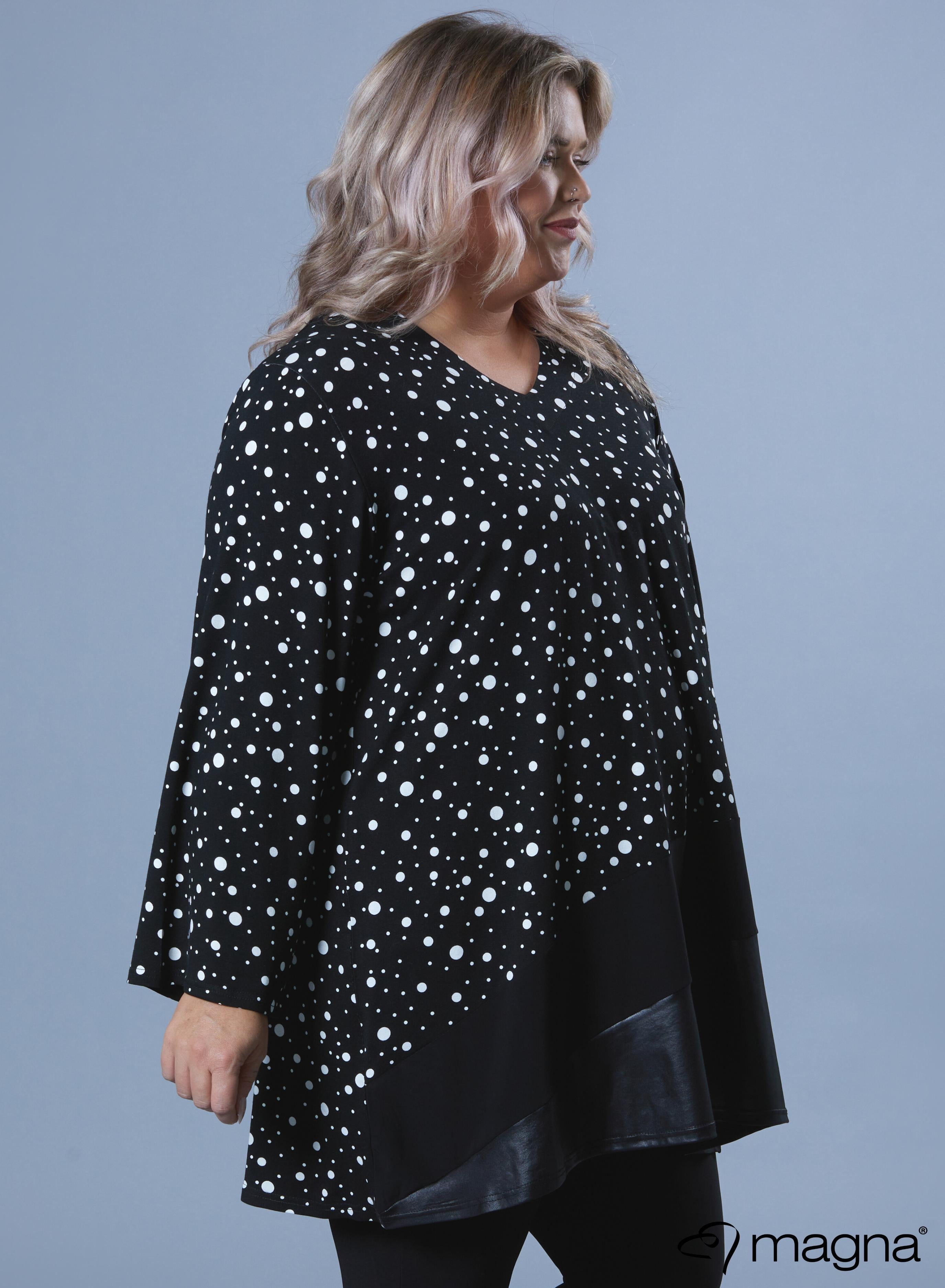 Magna Wide Tunic Leather Combination Starlight Black &amp; White