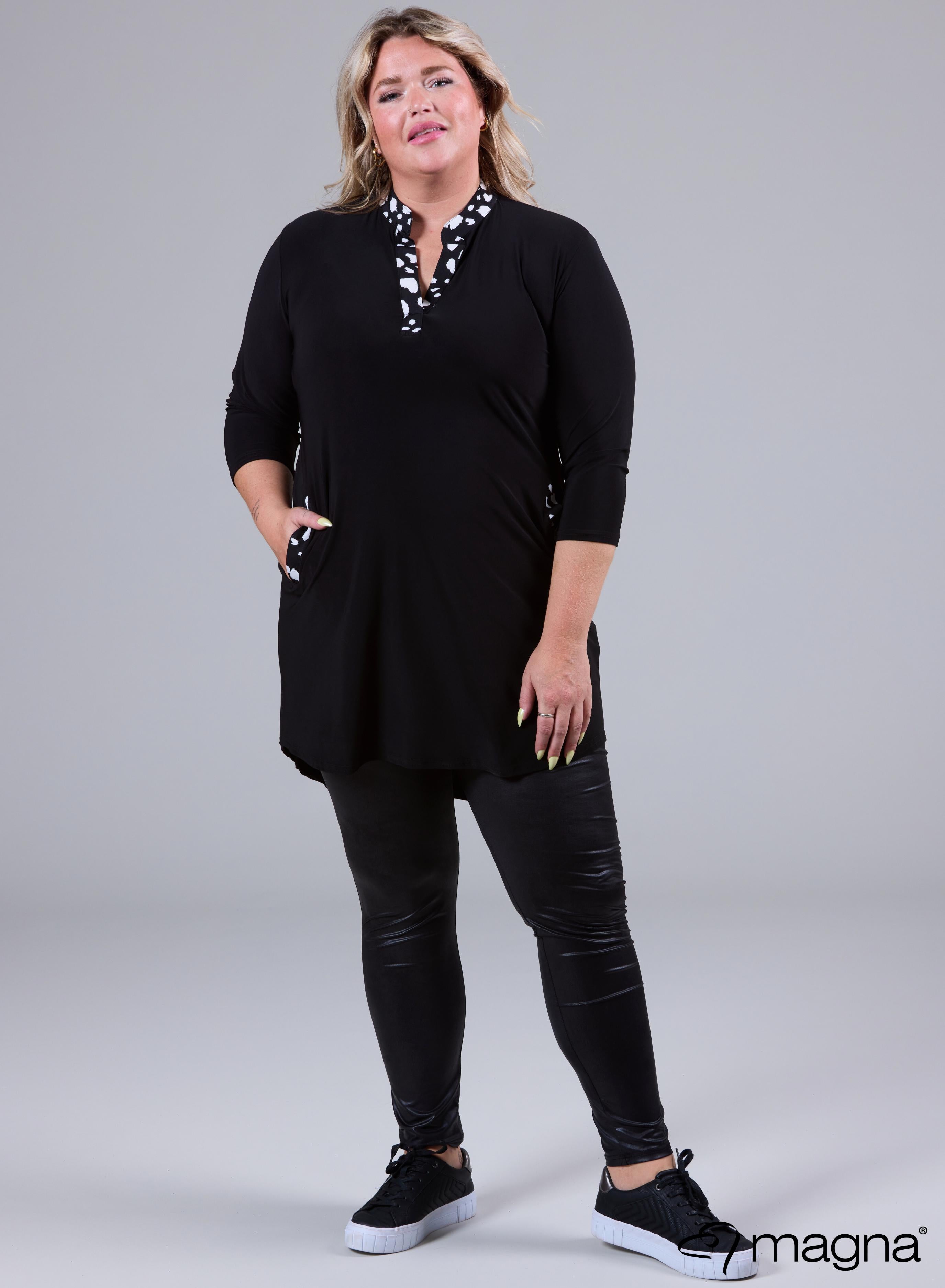 Magna Flowy Pocket Tunic Print Solid Cow Print