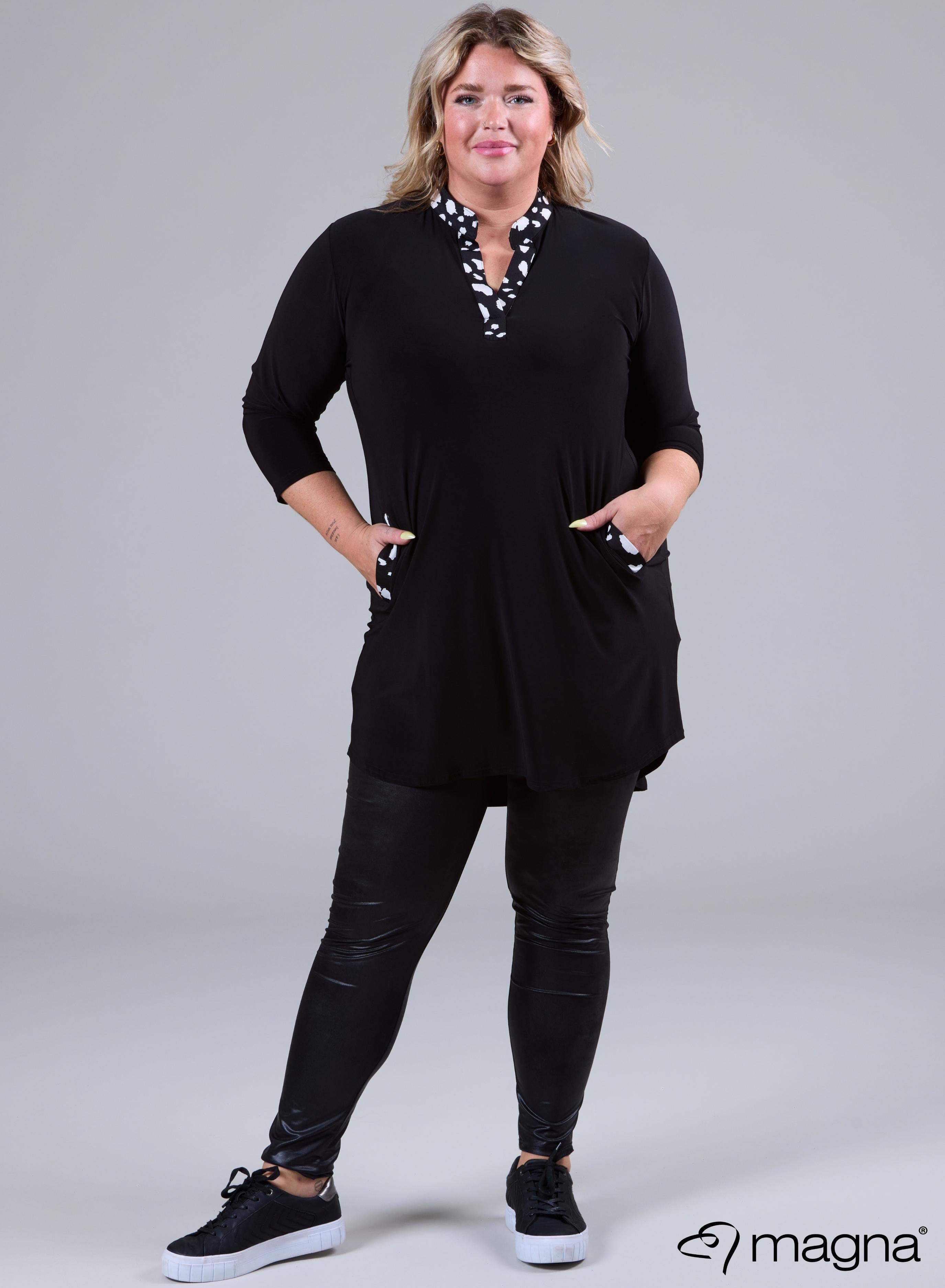 Magna Flowy Pocket Tunic Print Solid Cow Print