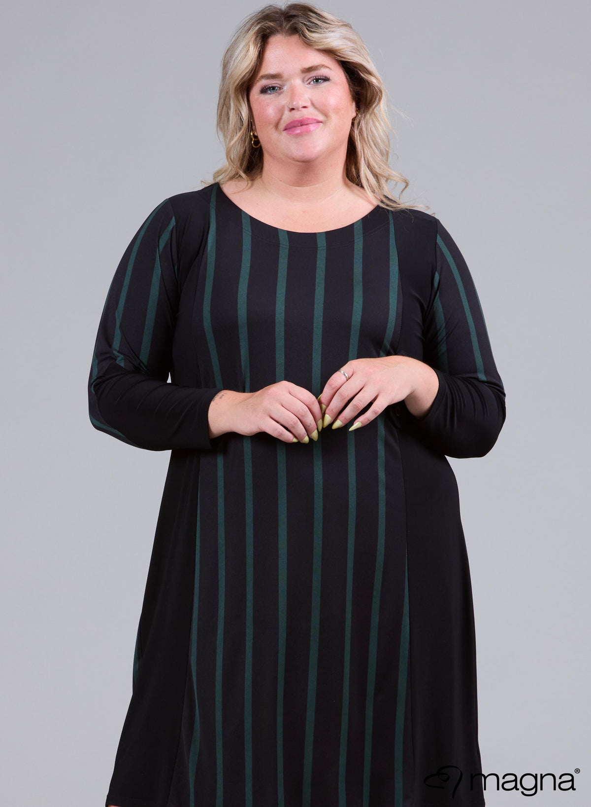 Magna Striped Tunic Wide Lines Green