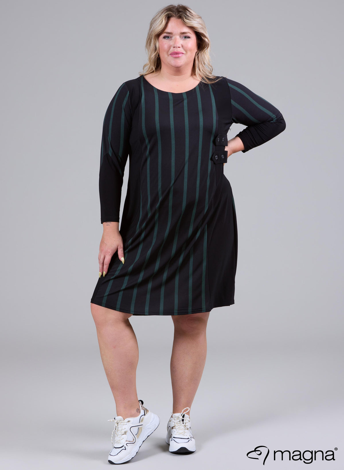 Magna Striped Tunic Wide Lines Green
