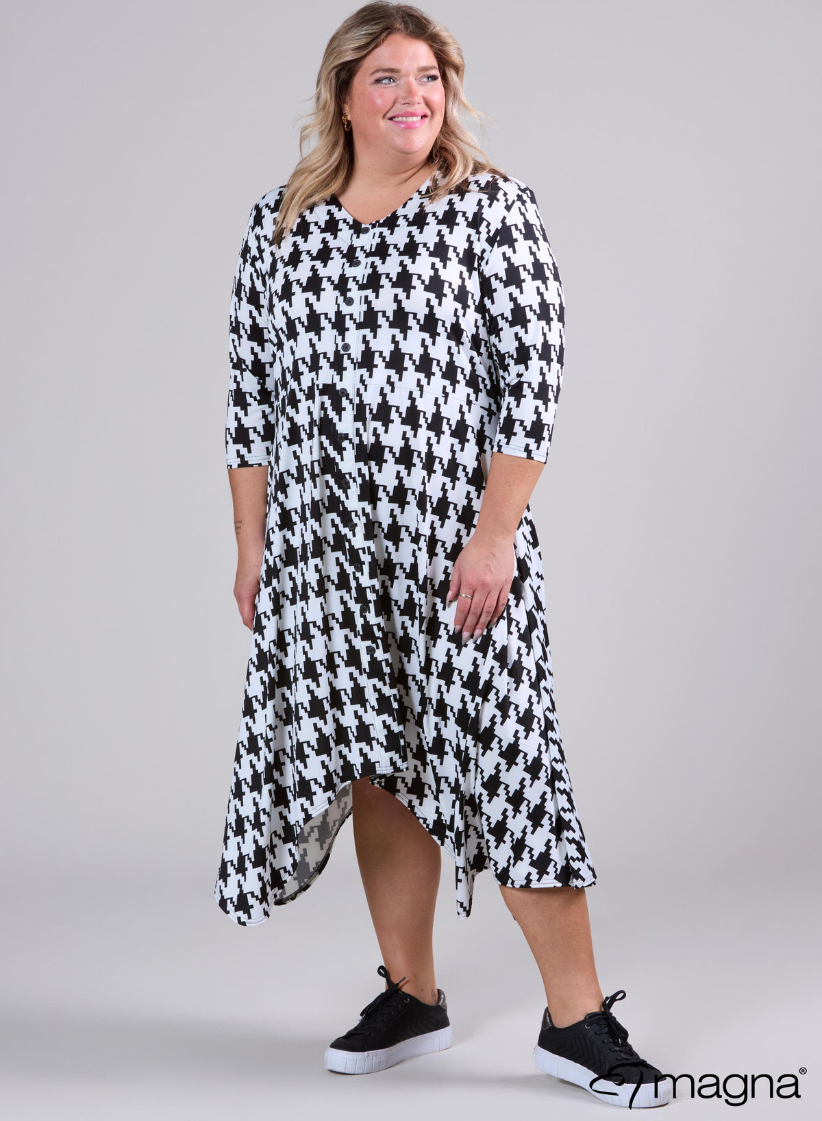 Magna A-line Button Dress Big P.P. B/W