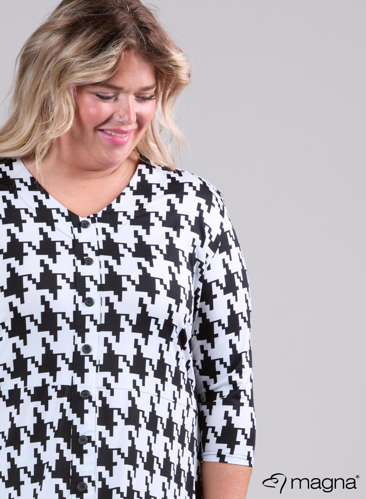 Magna A-line Button Dress Big P.P. B/W