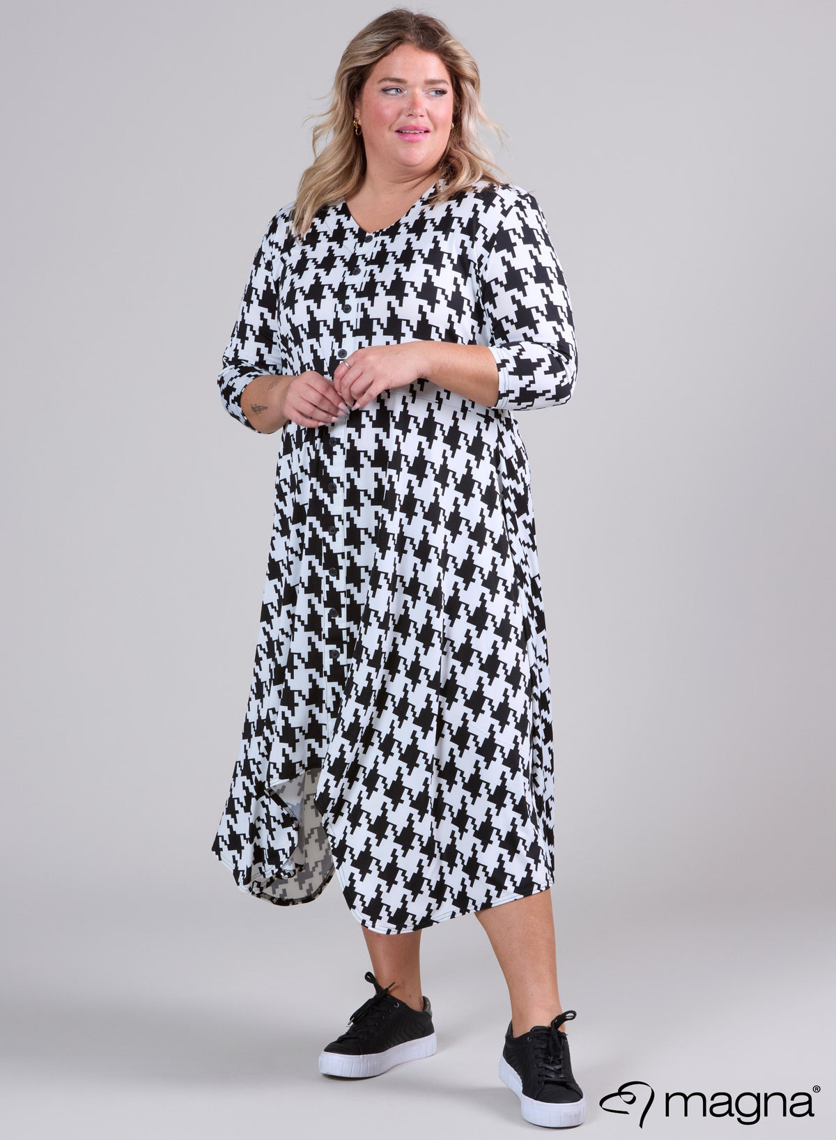 Magna A-line Button Dress Big P.P. B/W