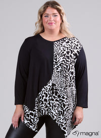 Magna A-line Tip Tunic Leopard Spots Black