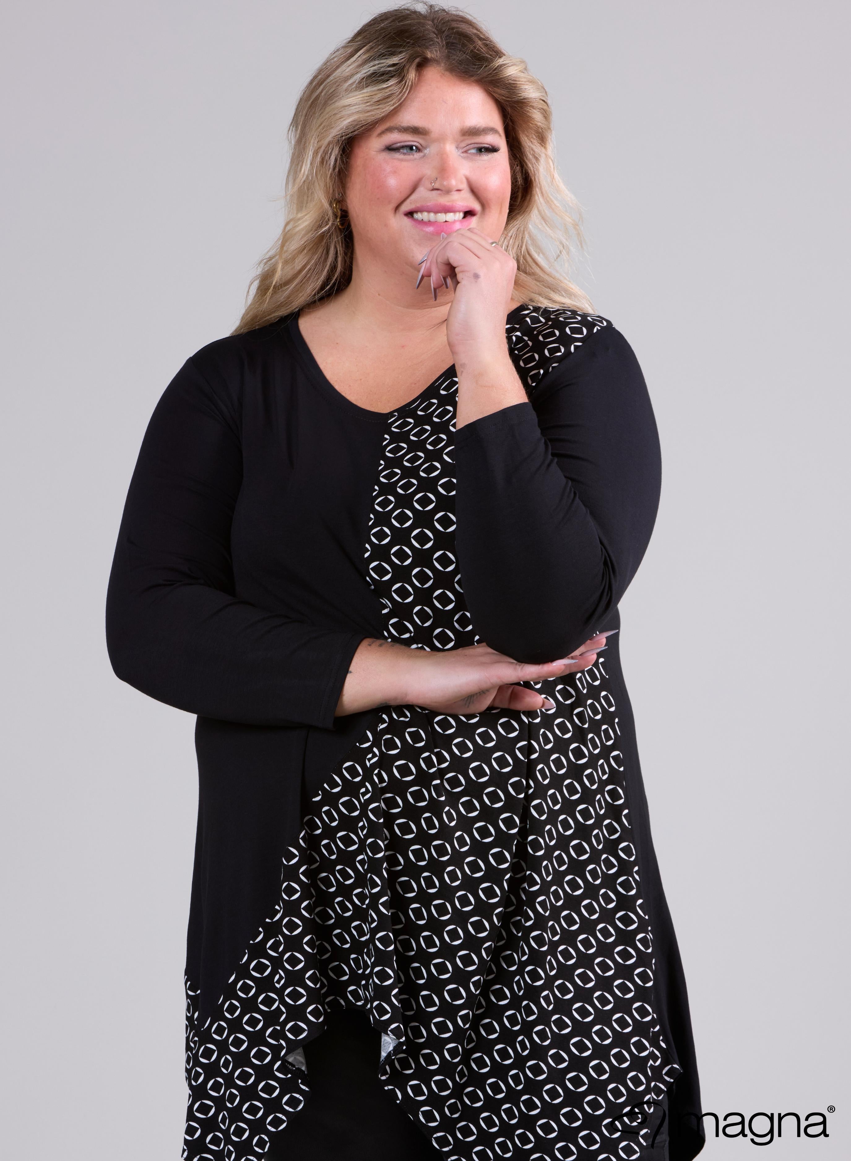 Magna A-line Tip Tunic Cirlce Square Black