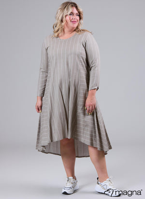 Magna A-Linien-Kleid aus Baumwoll-Leinen-Viskose Sand