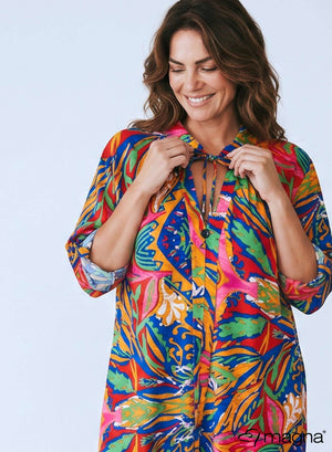 Magna Flowy String Tunic Colorful Tribal Print