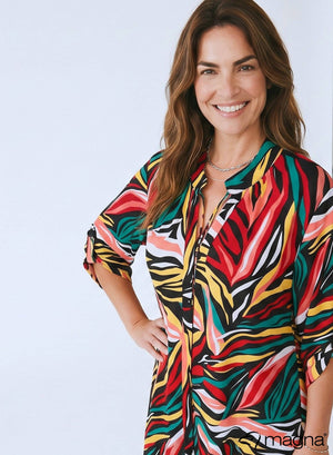 Magna Flowy String Tunic Colorful Zebra Green/Red