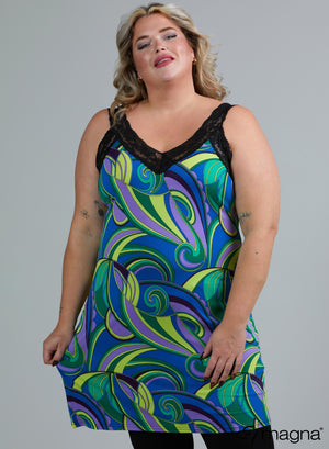Magna Langes Spitzentop Blau Lila Flow Design