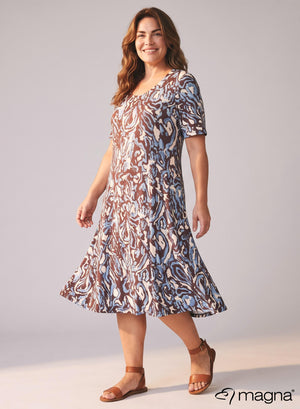 Magna A-Linien-Kleid Wolkenbraun-Blau