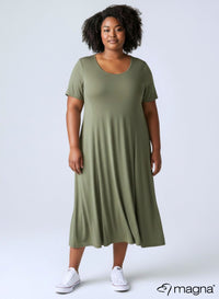 Magna Long A-line Dress L. Khaki