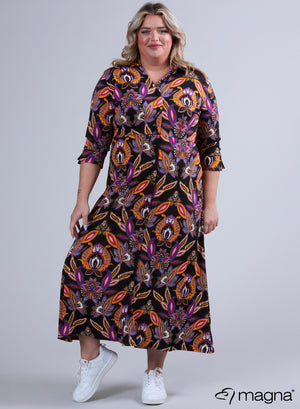 Magna Button Kleid Paisley Print Lila