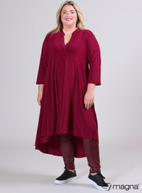 Magna High Low A-Line Dress Wine Red
