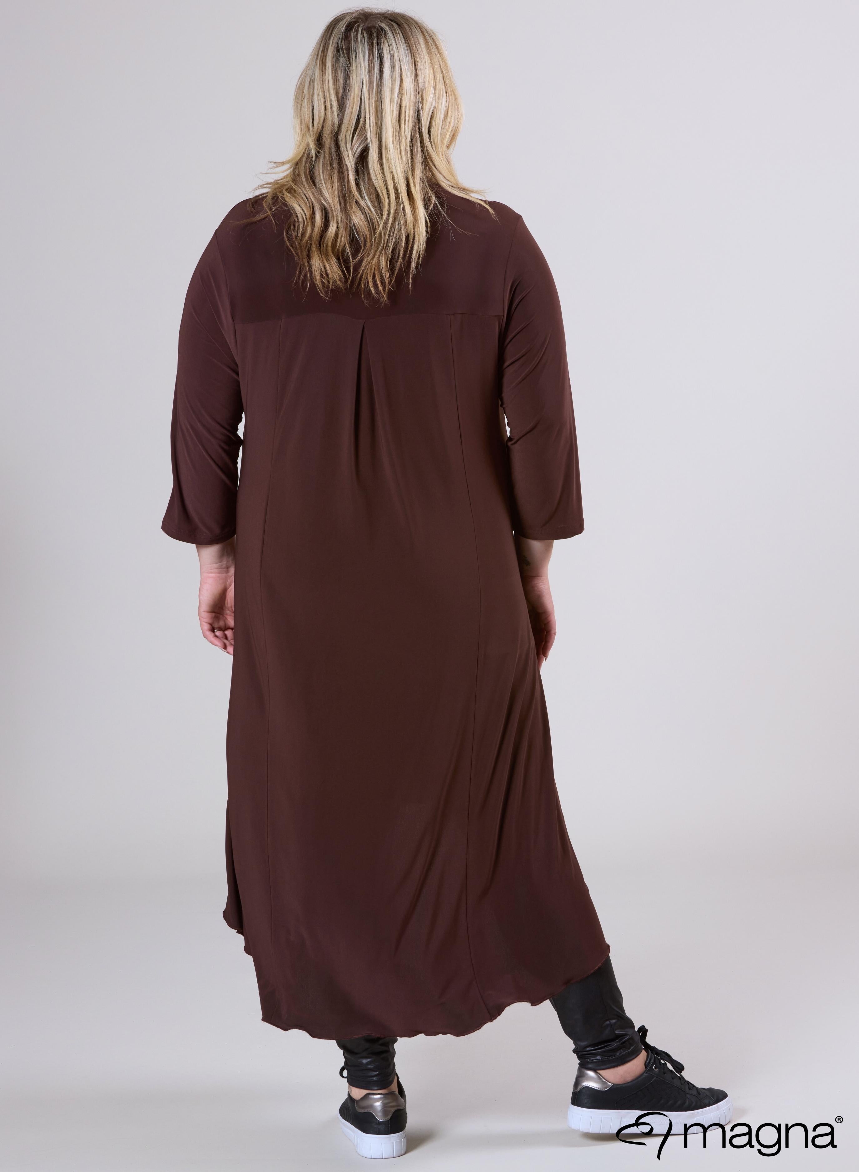 Magna High Low A-Line Dress Solid Brown