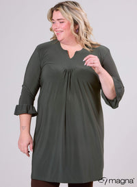 Magna Ruffle Sleeve and Pleated Tunic Khaki
