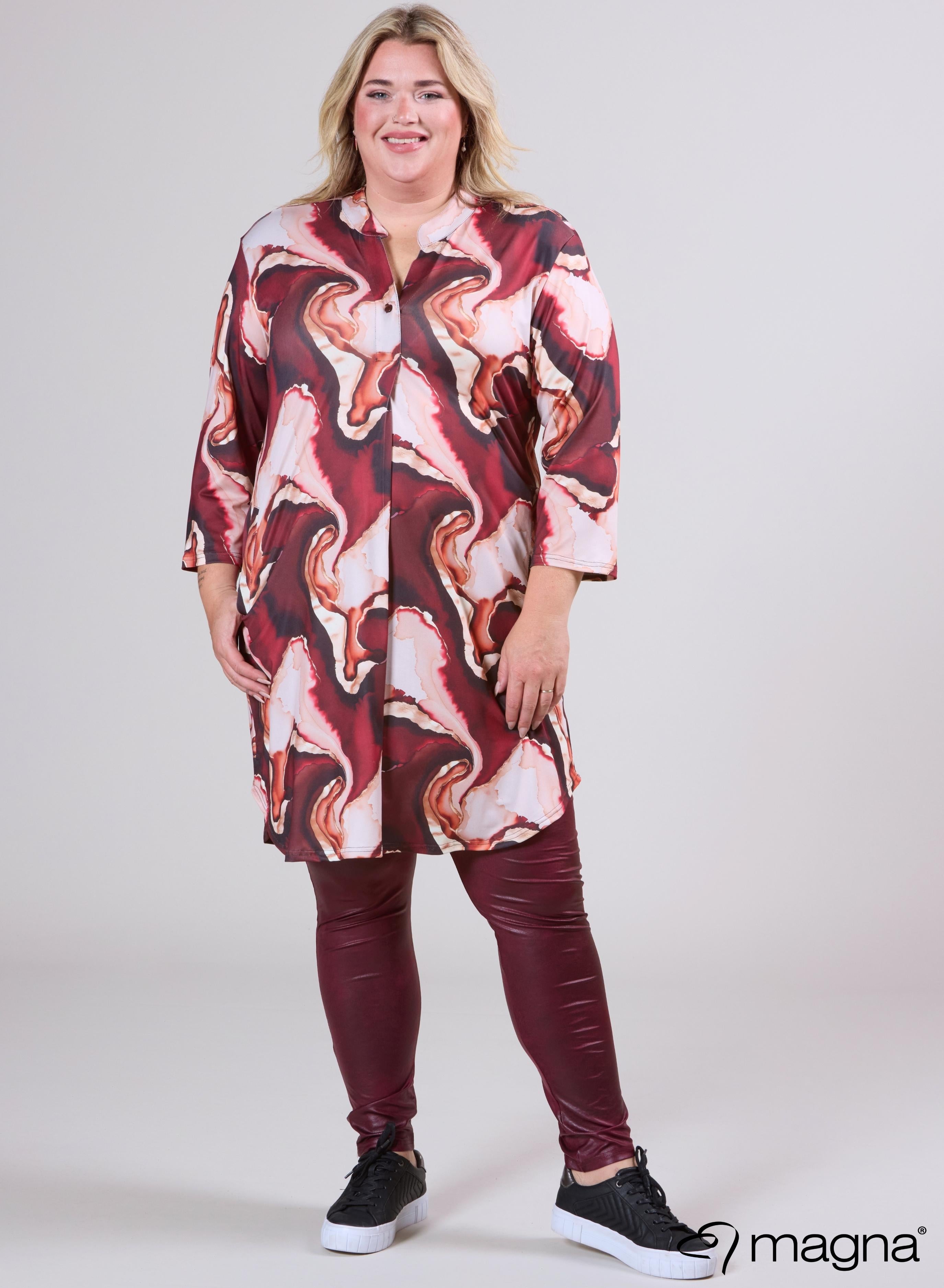 Magna A-lijn Lange Tuniek met Zak Storm Waves Wijnrood