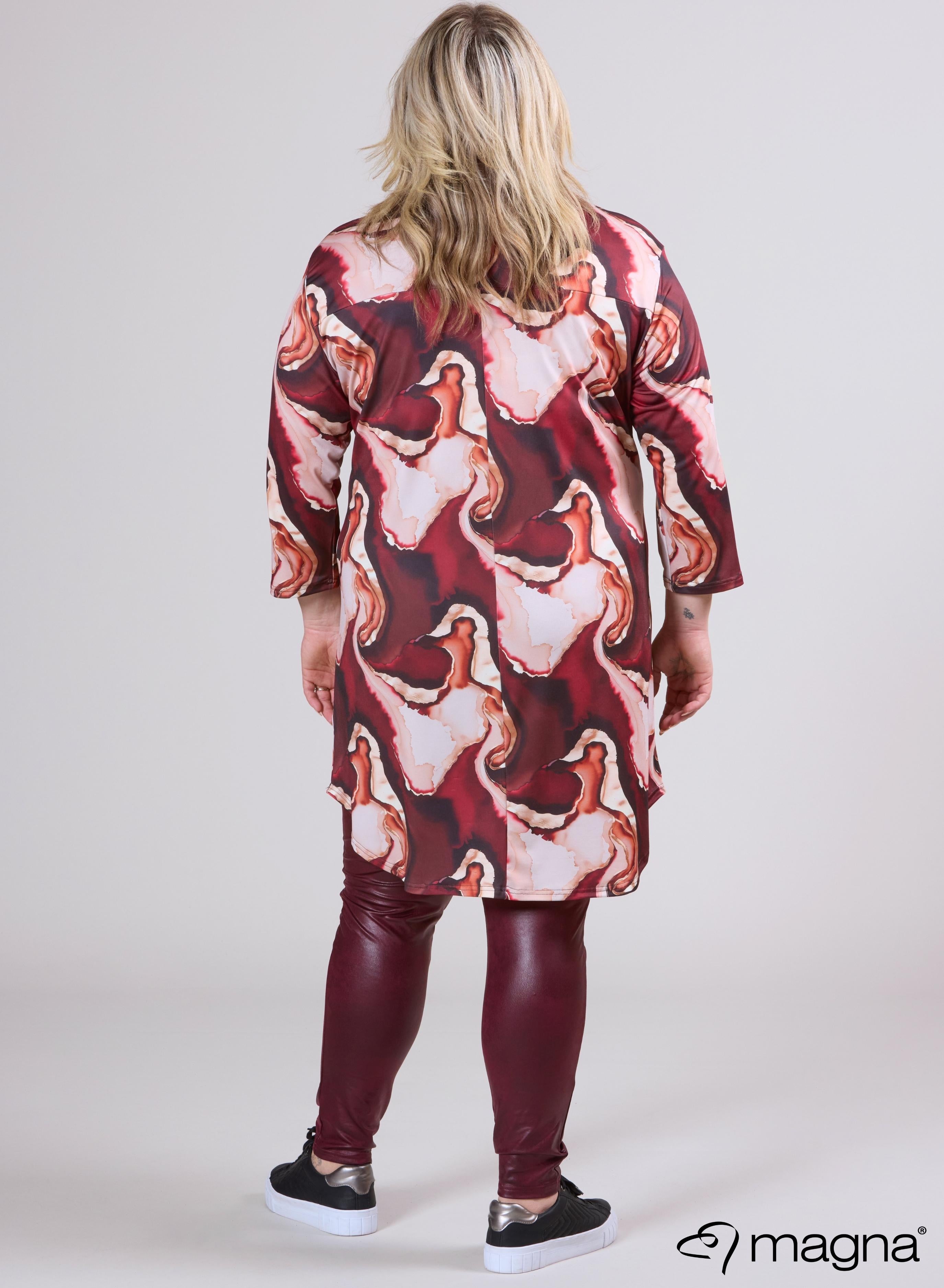 Magna A-lijn Lange Tuniek met Zak Storm Waves Wijnrood