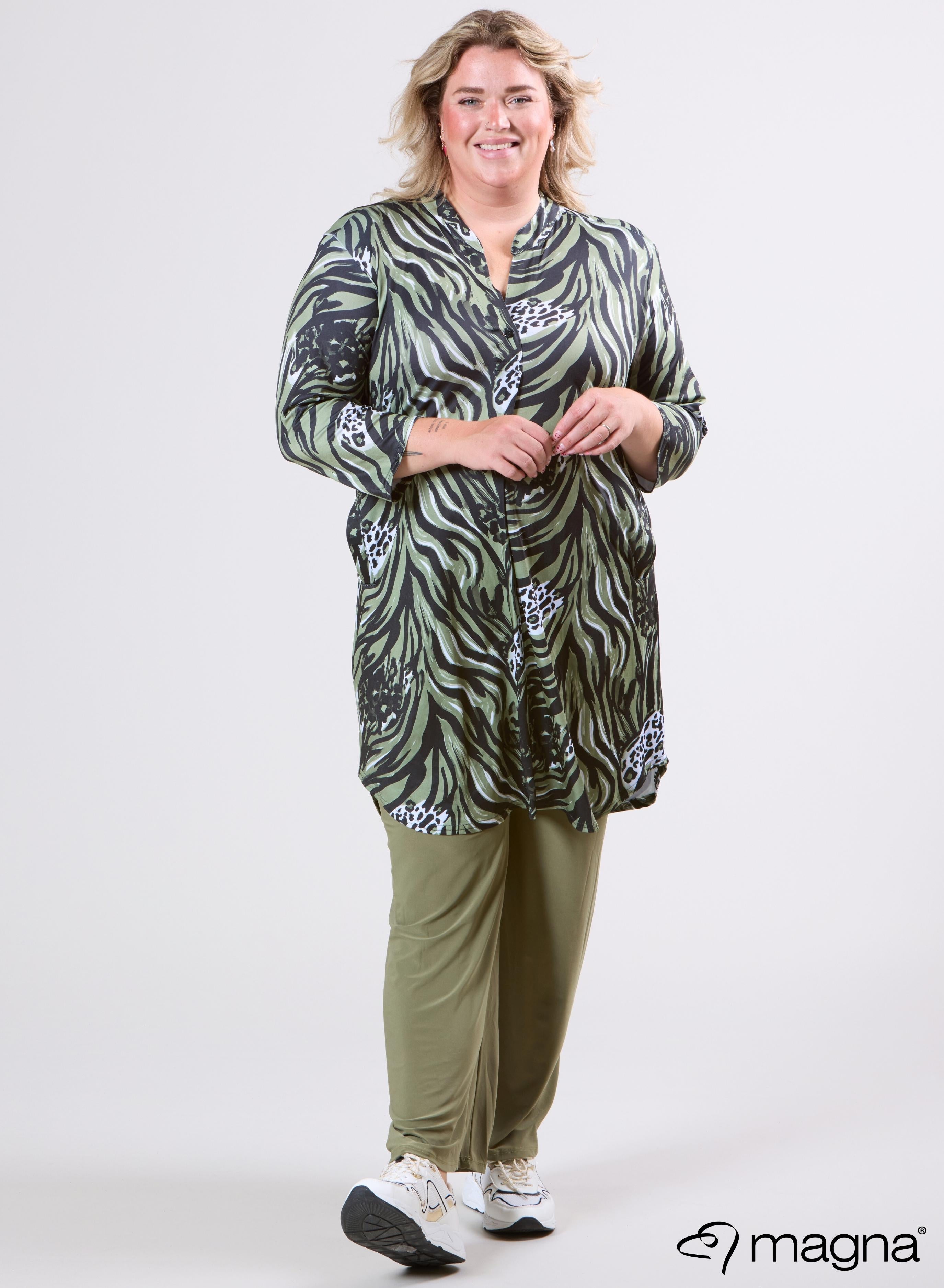 Magna A-lijn Lange Tuniek met Zakken Animal Waves Groen