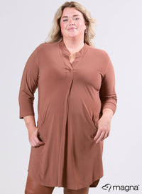Magna A-Line Long Pocket Tunic Camel