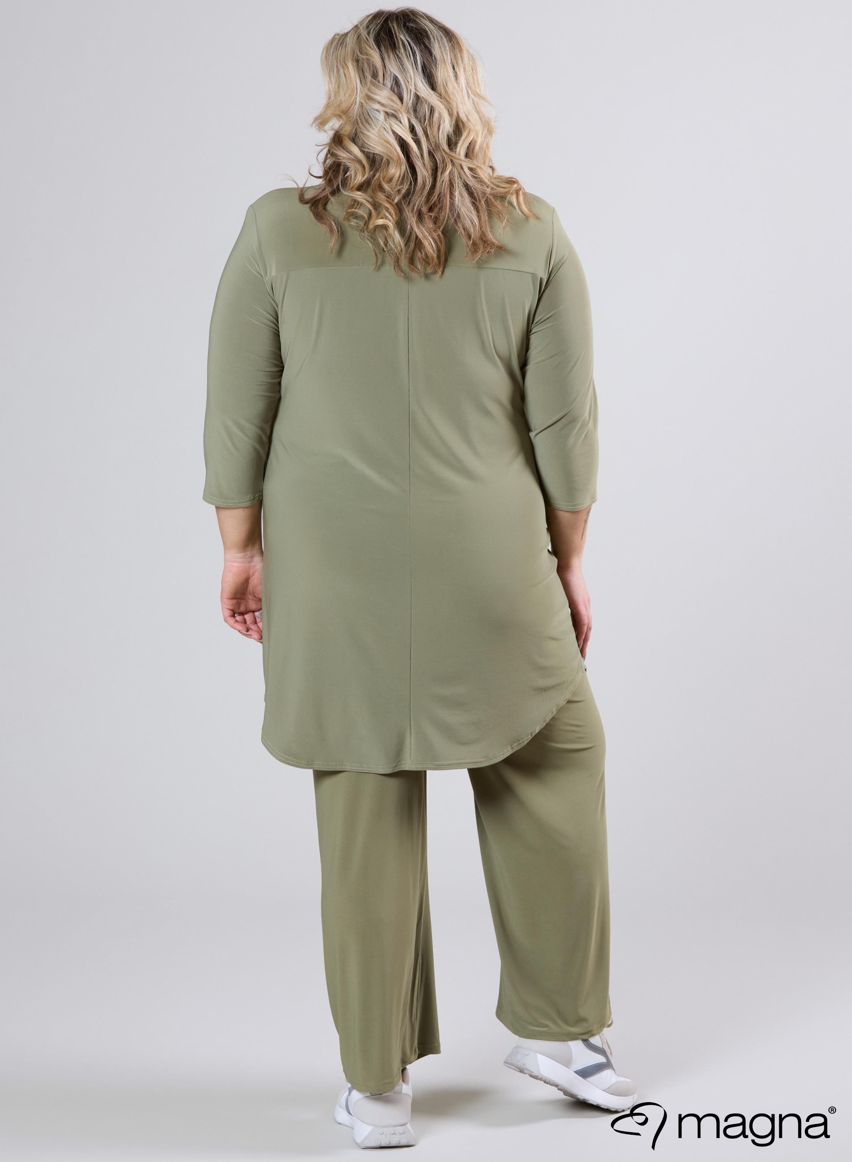 Magna A-Line Long Pocket Tunic Green Willow