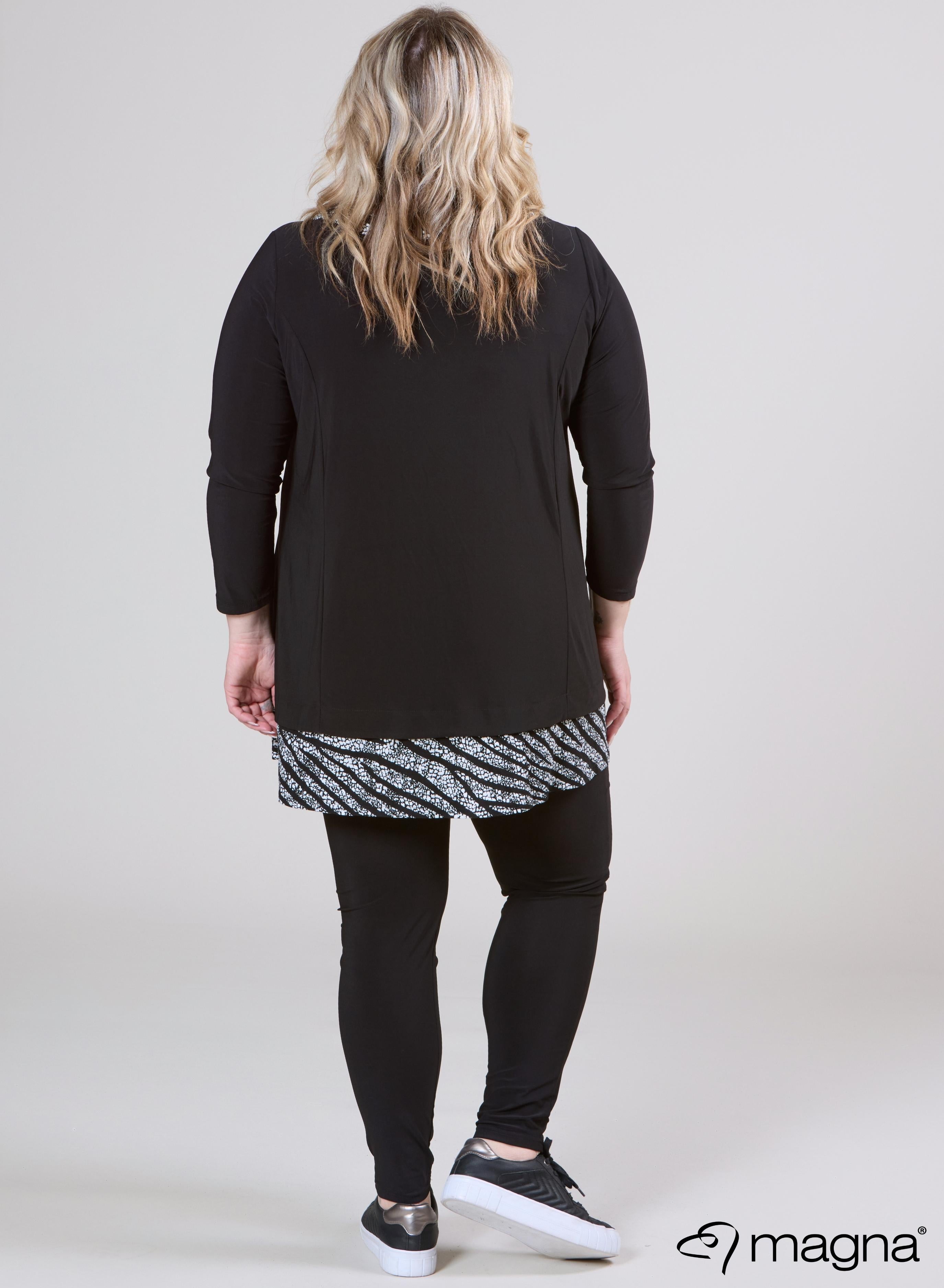 Magna Solid &amp; Viscose Print Easy Wear Tunic Animalistic B/W Print