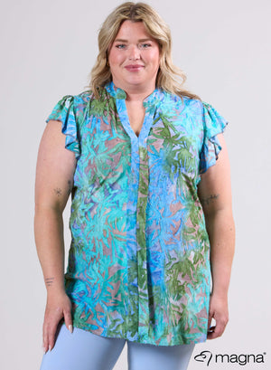 Magna Mesh Jacquard Rüschentunika Aqua Bush Design