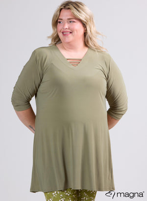 Magna Relaxed V-Strap Tuniek Groen Wilg