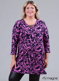 Magna Relaxed V-Strap Tunic Freestyle Flower Pink
