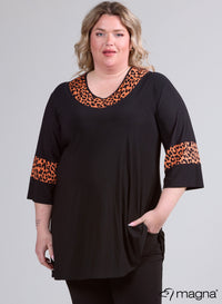 Magna Flow Shirt/Tunic Orange Leopard Print
