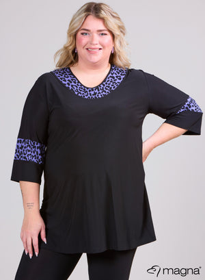 Magna Flow Hemd/Tunika Lila Leopardenmuster