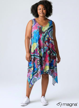Magna A-Linien Ärmelloses Kleid mit Schlitz Botanical Fantasy