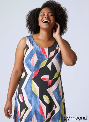 Magna A-vormige Mouwloze Split Jurk Gemengde Vormen Sky Lime