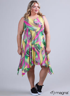 Magna A-förmiges ärmelloses Schlitzkleid Pastel Waves Pink