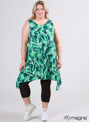 Magna A-förmiges ärmelloses Schlitzkleid Soft Pebbles Green