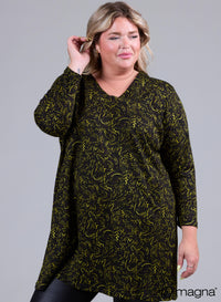 Magna Warm Relaxed Fit Tunic Digital Waves Lime