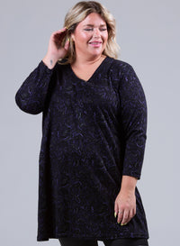 Magna Warm Relaxed Fit Tunic Digital Waves Purple