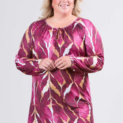 Magna Tuniek met Ruches en Plissé Autumn Leaves Wijnrood