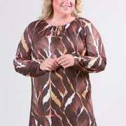 Magna Tuniek met Ruches en Plissé Autumn Leaves Bruin