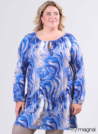 Magna Tuniek met Ruches en Plissé Pebble Waves Blauw