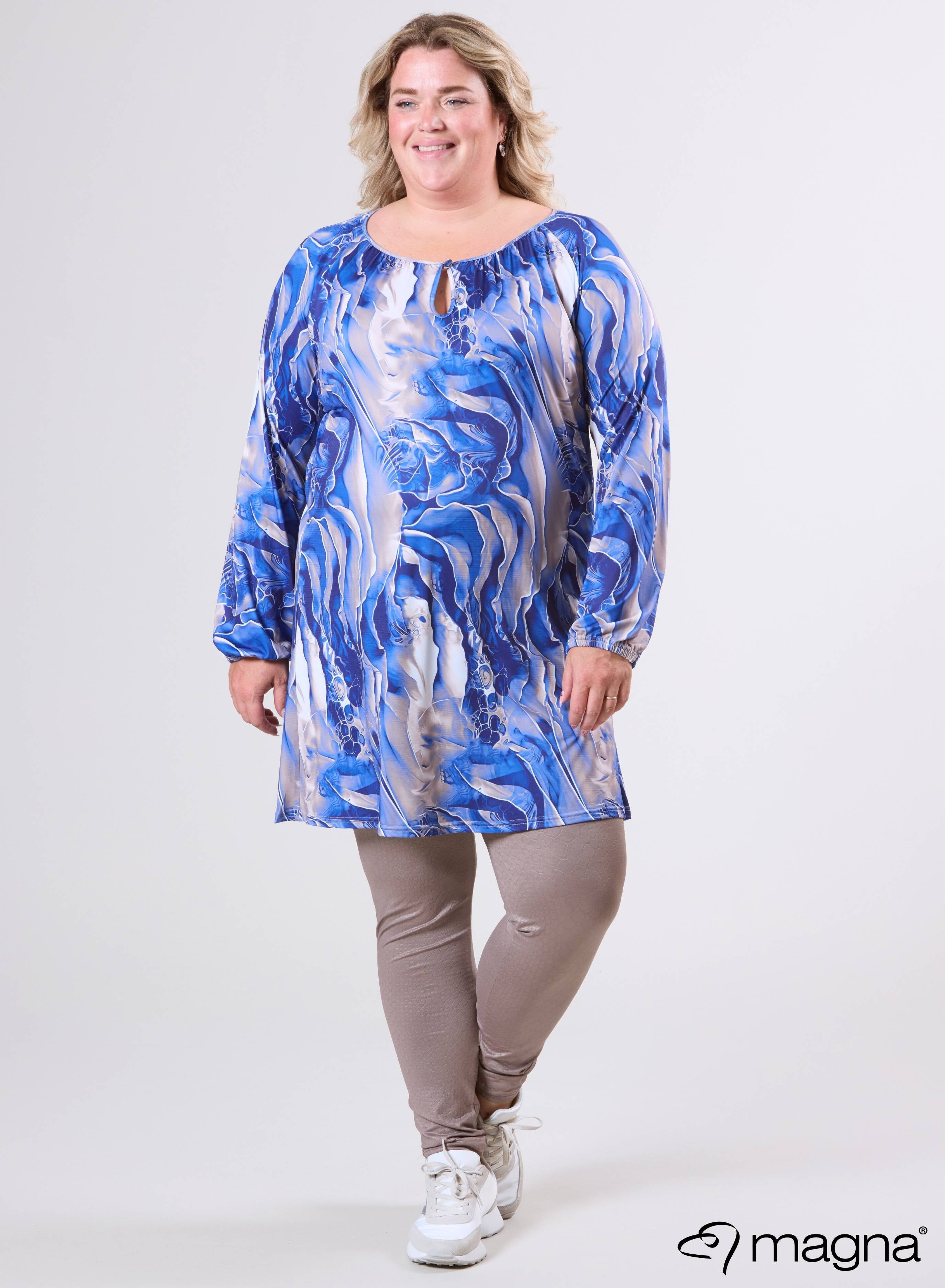 Magna Tuniek met Ruches en Plissé Pebble Waves Blauw