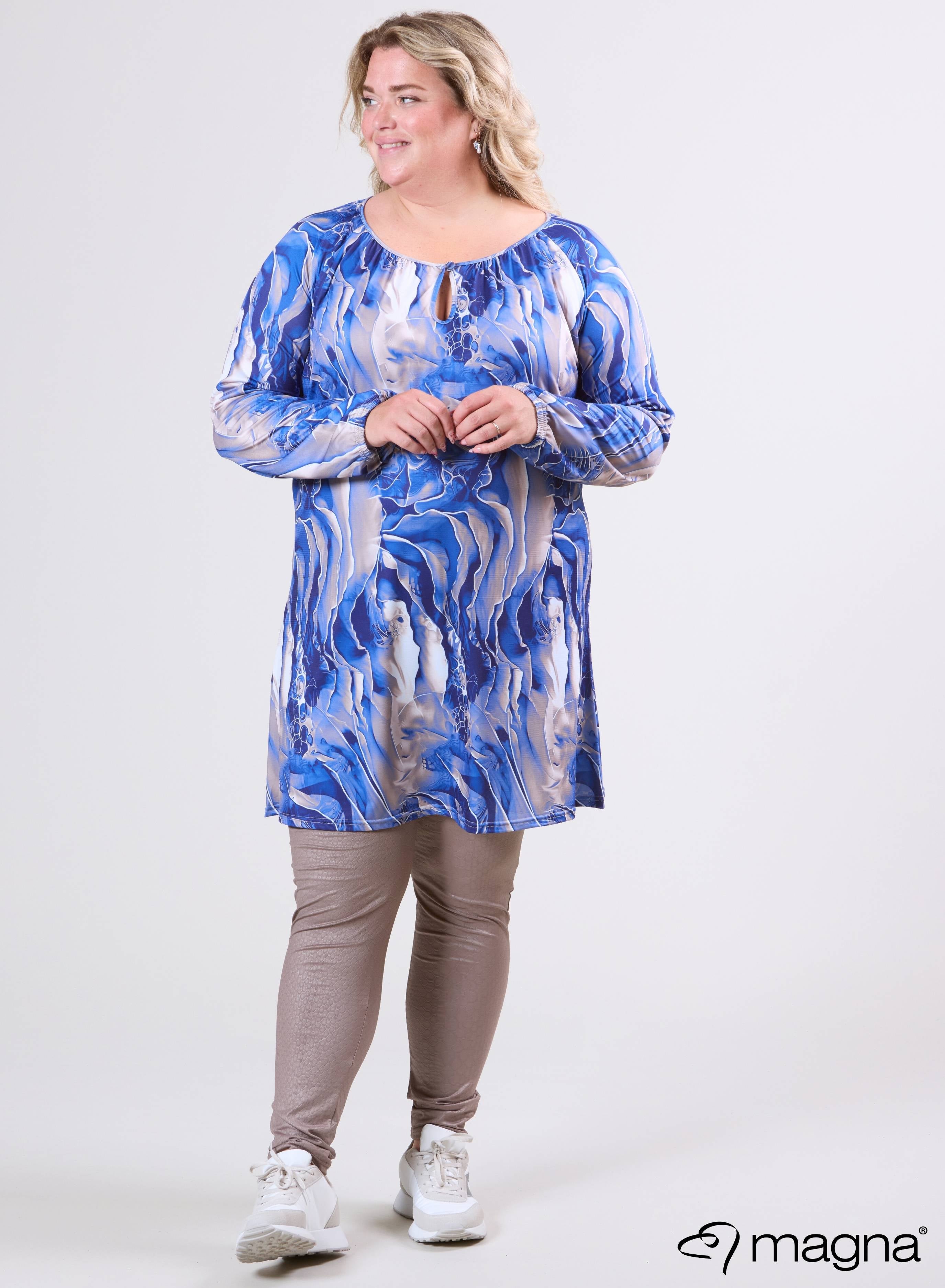 Magna Tuniek met Ruches en Plissé Pebble Waves Blauw