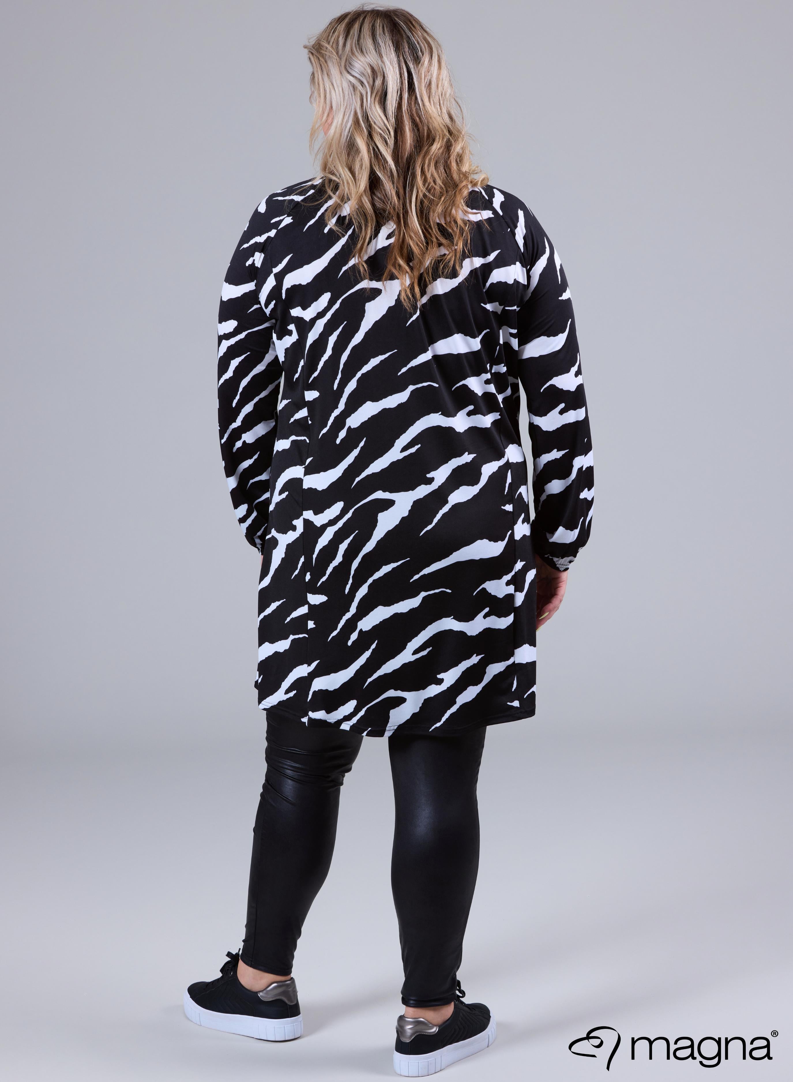 Magna Ruffle Pleated Tunic Zebra Black &amp; White Print