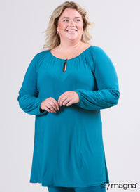 Magna Ruffle Pleated Tunic Petrol Blue